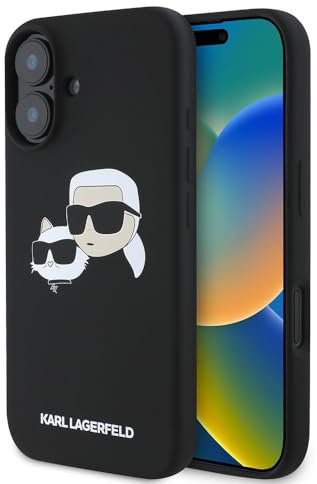 Karl Lagerfeld Hülle kompatibel mit iPhone 16 Back-Cover hul - Hülle kompatibel mit Magsafe SIL Double - Schwarz