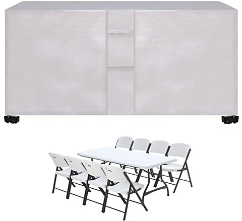 Funda de mesa de jardín impermeable para exteriores, 170 x 94 x 70 cm, con ventilación de aire, tela Oxford 420D, funda protectora para muebles de patio, color plateado