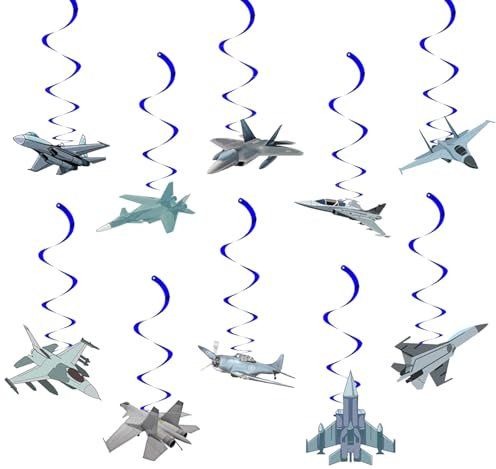Fighter hanging Swirl Decor – Flugzeug-Partyzubehör für Kindergeburtstag, Flugzeug-Themenveranstaltung, Abschlusszeremonie und Pilotenparty-Dekoration