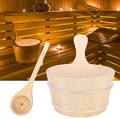 AKLOSIPY Sauna Accessories Set with Wood Barrel Spoon, Explosion Proof Lamp, Hourglass, Hygrothermograph & Ential Oil for Sauna Plies