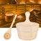 AKLOSIPY Set di Accessori per Sauna con Cucchiaio a Botte di Legno, Lampada Antideflagrante, Clessidra, Igrotermografo e Olio Essenziale per Strati di Sauna