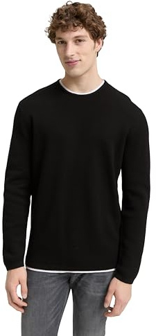 TOM TAILOR Denim Herren 1049409 2-in-1 Strickpullover aus Baumwolle