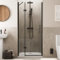Baystone® 900mm Frameless Hinged Shower Door Enclosure 8mm Toughened Safety Glass Reversible Cubicle Doors for Showers, Black