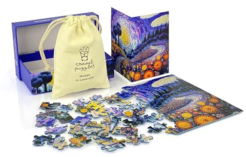 Travel Puzzles Mosaic in Lavender – kompaktes und tragbares Reisespiel – 88 Teile – Puzzle für Erwachsene und Jugendliche ab 14 Jahren
