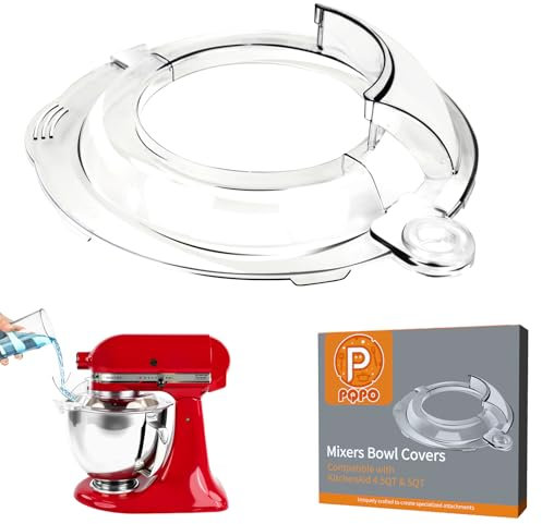 Pouring Shield Compatible with Kitchen Aid Tilt Head 4.5-5Quart Mixer, Fully Enclosed Foldable Lid Mixer Bowl Cover