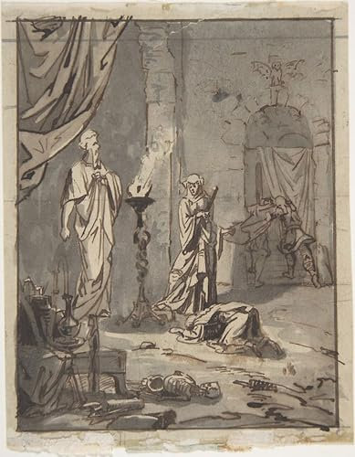 PMEFGJDPE Berühmte Gemälde Poster Wandbilder Gemalde Kunst Poster Hexe von Endor Ary Scheffer Vintage Leinwandkunst für Schlafzimmer Home Decor 60x90cm