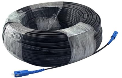 RGFDLJN Cavo in Fibra Ottica for Esterni, Drop Cable, 200 Metri, 1 Core, 3 Steel, modalità Singola, simplex, FC, SC, LC, UPC,(Other connectors)