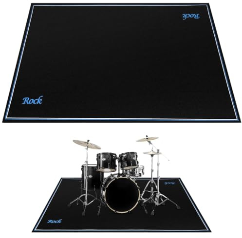 YOFAPA Alfombrilla de batería eléctrica, alfombra insonorizada, accesorios para batería eléctrica, juego de baterías de jazz, regalo para bateristas, negro, 119 x 160 cm (Oblongo)