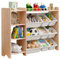 MALLBEST Vierstöckiges Bücherregal Kinder - 100% Massivholz,Kuscheltieraufbewahrung mit 9 Plastikkörben und 3 Staubereichen,Kinderregal,Regal kinderzimmer (Naturfarbe)