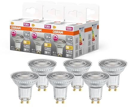 OSRAM LED-Spot Superstar PAR16 Reflektor dimmbar, 2700 K warmweiß, 2,4 W, GU10, 36°, 230 lm, klar, für Spotbeleuchtung, Akzentlicht, 15.000h, Warmweiss