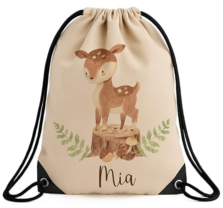 Personalisierter Turnbeutel Kinder mit Namen – Robuster Jutebeutel mit Kordelzug & verstärkten Ecken – Schulranzen, Sportbeutel Mädchen & Jungen – Turnbeutel Kindergarten - [33x45 cm]