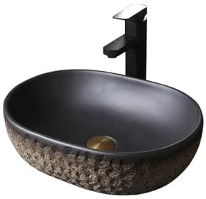 YHxFlux Lavabo Baño Lavabo pequeño de cerámica de imitación de Piedra for Piscina al Aire Libre, encimera de baño, Lavabo artístico Lavabo sobre Encimera
