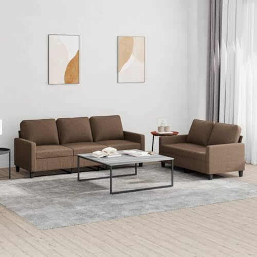 LoogCape 2-TLG. Sofagarnitur mit Kissen, Braun Stoff, atmungsaktiv, langlebig, 138/198 cm Breite, Robustes Metall-Sperrholz-Gestell, für Wohnzimmer, gemütliche Entspannung