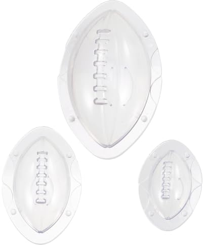 HEALEEP Lot de 3 Moules à Gâteaux Rugby 3d en Plastique Transparent, Tailles Variées, Moules à Fondant et Chocolat pour Pâtisserie Maison, Décoration Créative pour Fête Sportive