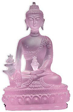 qianyue Hochwertige Glas Buddha Statue Skulptur Diagramm Geschenk Handwerk Buddha Statue Dekoration Handwerk Hause Büro Dekoration (Rosa)
