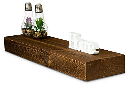 levandeo Wandregal Holz Massiv 80x20cm Nussbaum Farbig Wandboard Vintage Rustikal Design Natur Regal