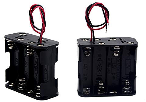 LAMPVPATH (Pack of 2) 8 AA Battery Holder, 12v AA Battery Holder, 8 AA Battery Holder With Leads-Double Layers Battery Holder(Each layer loads four aa batteries)