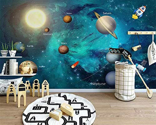 Benutzerdefinierte 3D-Tapeten Handgemalte Weltall Universum Kinder Haus Wandgemälde Hintergrund Dekorative Malerei, 250 × 175Cm