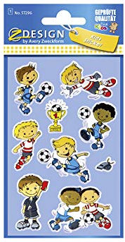 Avery Zweckform 9 Stück Glossy Sticker (Fußballspieler Aufkleber im 3D Effekt, Kindersticker zum Spielen, Basteln Sammeln) Art. 57296