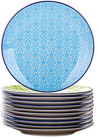 vancasso Desserteller Porzellan, 12 teilig Kuchenteller bunt, Macaron Ø 21,5 cm Flachteller für Frühstück
