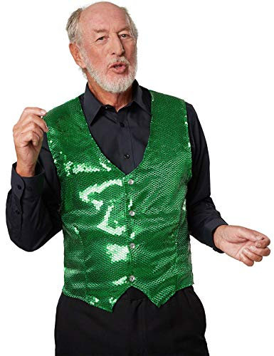 dressforfun 901000 Herren Pailletten Anzug Weste, V-Ausschnitt, Ärmellos, grün - diverse Größen - (L | Nr. 303978)