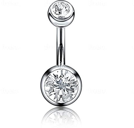 GD GOOD.designs Bauchnabelpiercing Chirurgenstahl 316L in Silber - Wasserfest | Echter Kristall Bauchnabel Piercing für Damen | Echtschmuck Nabelpiercing