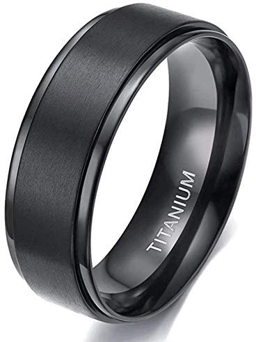 Zakk Ring Herren Damen Titan Verlobungsringe Eheringe Trauringe Schwarz Gebürstet 4mm 6mm 8mm(Schwarz-8mm, 66 (21.0))
