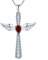 YL Kreuz Engelsflügel Halskette 925 Sterling Silber Januar Geburtsstein Granat Schutzengel Anhänger Halskette für Damen