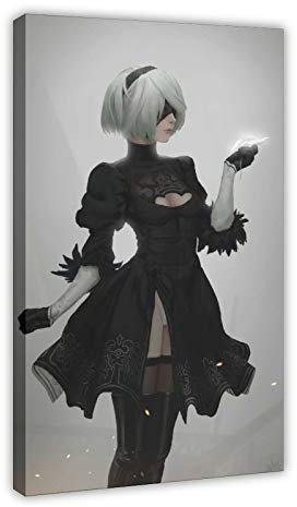Gaming-Poster NieR Automata YoRHa Nr. 2 Typ B 11 Leinwand Poster Wandkunst Dekor Druck Bild Gemälde für Wohnzimmer Schlafzimmer Dekoration 60 × 90 cm Rahmen style1