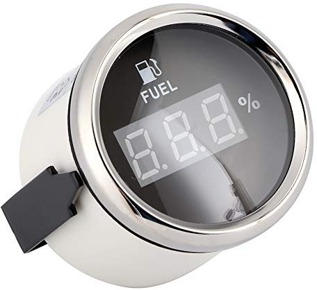 KIMISS Fuel Level Gauge Meter 2in 190ohm Waterproof Digital Fuel Gauge Oil Level Meter Percentage for 12V/24V Yacht Boat Cat Motorcycle (Black)