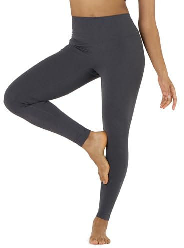 LAPASA Damen Sport Leggings Lange Yogahose hoher Bund Yoga Pants Push Up High Waist L01A Dunkelgrau Meliert S