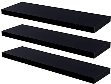 Harbour Housewares Modern Floating Wall Shelf - 100cm - Black - Pack of 6 - Photo Gallery Bookshelf Wall Shelves for Living Room Display, Bedroom, Office Storage