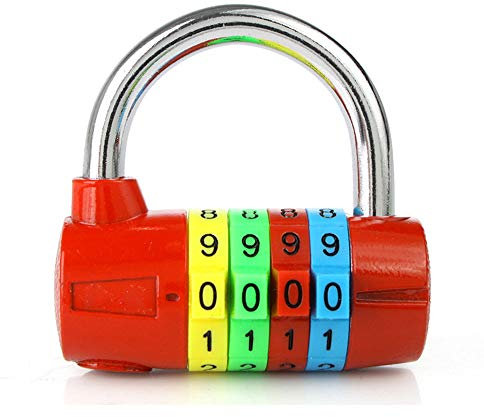 Cadenas à combinaison à 4 chiffres, chiffres colorés, serrure de sécurité pour salle de sport, école, casier, valise de voyage