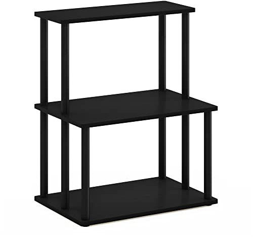 Furinno Turn-N-Tube Estante de Cocina 3 Niveles sin Herramientas, Americano/Negro