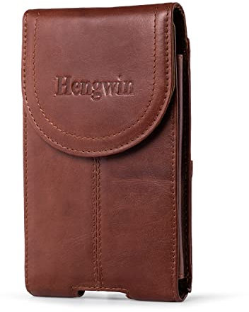 Hengwin Echtes Leder Telefon Holster Handy Gürteltasche für iPhone 16 Plus, 16 15 14 13 Pro Max, Handyzubehör Kompatibel mit Samsung Galaxy S25 S24 S23 Ultra F06 A06 5G, Gurteltasche Hüfttasche Herren