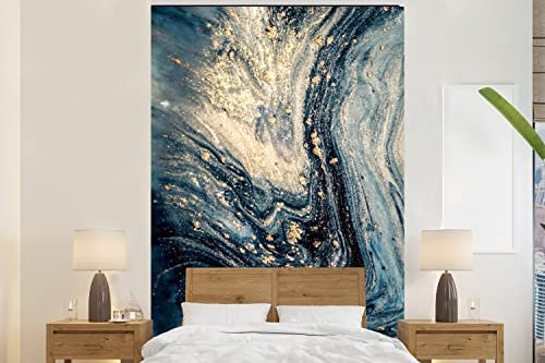 MuchoWow Papier peint Marbre - Peinture - Paillettes - Or Papier peint photo 180x280 cm Papier peint imprimé