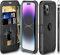 VANAVAGY Compatible with iPhone 14 Pro Max Wallet Case for Women and Men,Rfid Flip Leather Cover with Wrist Supports Wireless Charging with Card Holder and Glass Screen Protector,Black