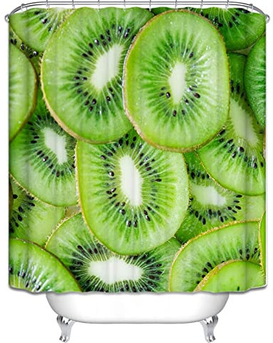 EHOMERY Duschvorhang Witzig Duschrollo Ohne Kassette Kiwi Duschvorhang Beschwerer Duschrollo Ohne Seilzug Polyester Rostfreie Ösen Und 12 Hakenringe, 90X180Cm