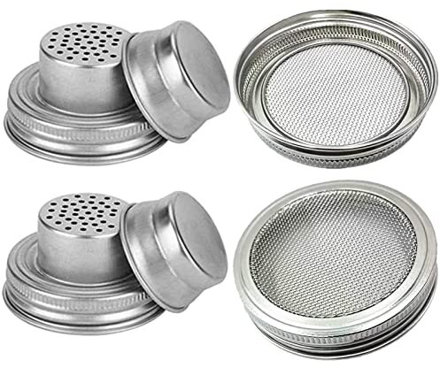 Einmachglas-Deckel mit normaler Öffnung, 316 Edelstahl, breite Öffnung, Sprossendeckel, Sieb, Sieb, Deckel für Salat, Sprossen, Alfalfa, Brokkoli, Samen, Sprouter Kit