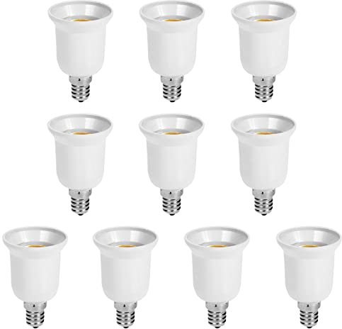 Demiawaking 10 Pack Glühbirne Extender Lampenfassung E14 auf E27 Lampensockel Adapter Konverter, E14 Fussung zu E27 Sockel (E14 auf E27)