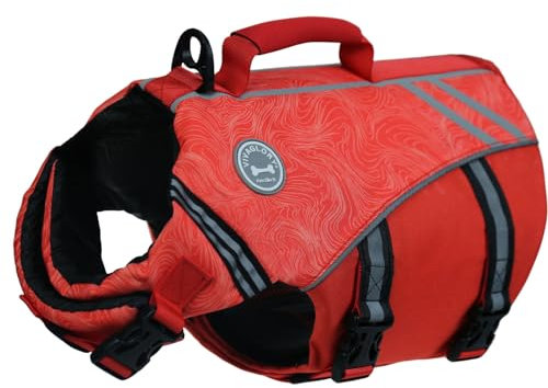 VIVAGLORY Giubbotto Salvagente Stile Sportivo per Cane con Flottabilità Aggiuntiva, Gilet da Nuoto Regolabile e Resistente per Cani Grande, Rosso