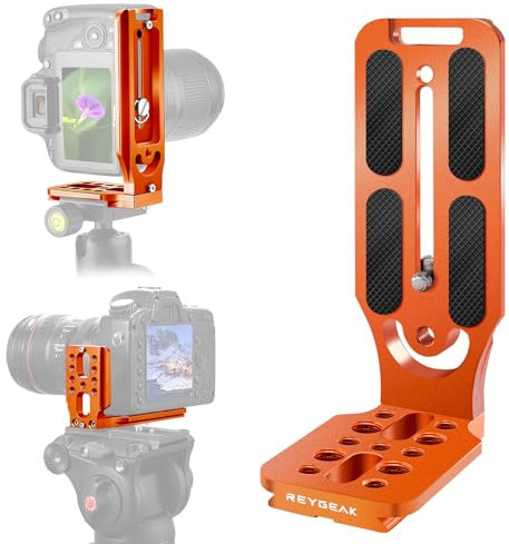 REYGEAK Soporte en L para cámara réflex digital, trípode de conmutación horizontal vertical, placa de liberación rápida con llave de tornillos, compatible con Canon/Nikon/Sony/DJI Osmo Ronin Zhiyun