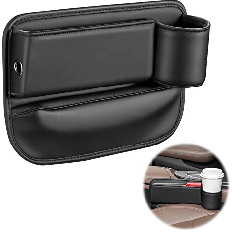 HENGBIRD Car Seat Gap Filler & Organiser - Leather Car Interior Accessories, Seat Gap Filler for Car Storage, Car Tidy Essentials for Women Men, Car Organizer Front Seat with Cup Holder & USB Hole
