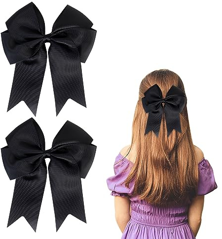 2 Pack 6 inch Bow Hair Clips, Large Hair Bow Hair Barrette Clips for Women Girls, Black Hair Bows