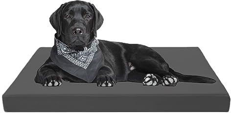 A ATH COLLECTION Waterproof Dog Bed Cushion Orthopaedic Pet Bed and Mattress Indoor Outdoor with Washable & Removable Zipped Cover Gifts for Dog (Small (77 x 52 x 5cm), Gray)