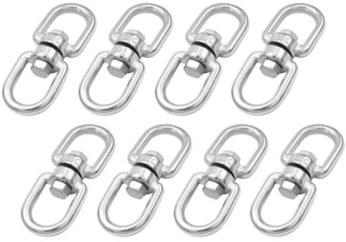 Bonsicoky Gancio girevole a doppia estremità M5, in acciaio inossidabile 304, anello girevole da occhio a occhio, 8 pezzi