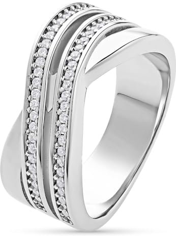 JETTE Damen-Damenring 925er Silber 54 Zirkonia 61 Silber 32025584