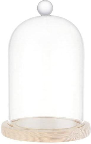 BENECREAT 14x21.5cm Glass Display Dome Inch Cloche Dome with Base Clear Dustproof Dome with Handle Bell Jar Centerpiece Display Case for Specimens Plants DIY Decor