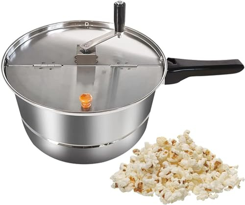 Umiup Popcorn-Maschine, Edelstahl-Herd-Gas, kommerzieller Popcorn-Topf, antihaftbeschichtet, manuelle Hand-Popcorn-Herstellungsmaschine