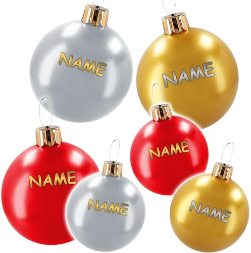 alles-meine.de GmbH große XL - Weihnachtsbaumkugel - Farbe & Größe wählbar - ø 45 cm - aufblasbar Innen & Außen - inkl. Name - wetterfest + wasserfest - rot Weihnachten bru..